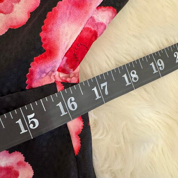 Trina Turk Black Pink Floral Cutout Silk Dress 8 - Picture 7 of 8